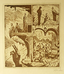 KONŮPEK; JAN. - 1944. Sibi et amicis Václav Poppe. Lept;  sign. tužkou; 245x225;