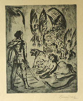 Lept;  sign. vpravo dole tužkou. 240x200; list 450x325; ruční papír.