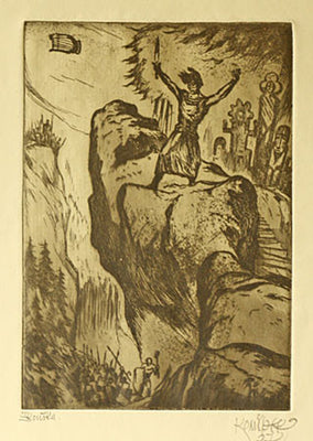 1927.   (Rukopisy Zelenohorský a Kralodvorský) Lept;  sign.;  vlevo dole tužkou 'zkouška'. 185x130