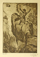 KONŮPEK; JAN. - 1927.   (Rukopisy Zelenohorský a Kralodvorský) Lept;  sign.;  vlevo dole tužkou 'zkouška'. 185x130