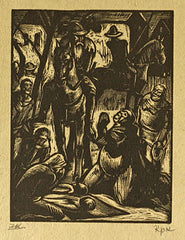 KONŮPEK; JAN. - Dřevoryt.; sign. vpravo dole tužkou; b.d. 150x115; list 230x170; ruční papír.