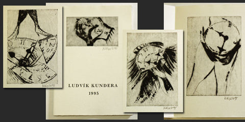 1995. 5 signovaných suchých jehel JAROSLAV KLÁPŠTĚ. S podpisem Ludvíka Kundery.