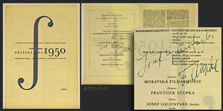STUPKA; FRANTIŠEK; dirigent. GRUENFARB; JOSEF. housle. - 1950. Signatures on program. František Stupka; dirigent a Josef Gruenfarb; Švédsko; housle; podpisy.
