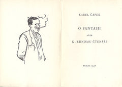 ČAPEK; KAREL: O FANTASII - 1948. Jílovský; novoroční tisk.