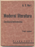 NOR; A. C.: MODERNÍ LITERATURA ČESKOSLOVENSKÁ. - 1937. Podpis autora.