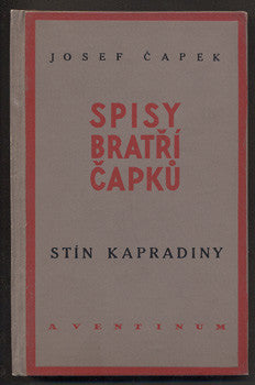 1930. Aventinum.  Spisy bratří Čapků./jč/