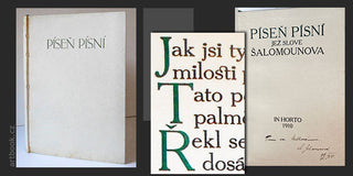 PÍSEŇ PÍSNÍ JEŽ SLOVE ŠALAMOUNOVA. - 1910. Boskovice; Karel Dyrynk; Ladislav Bradáč; kožená vazba; ruční papír.