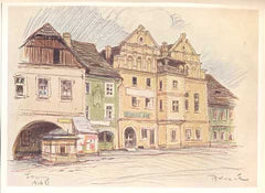 KOZÁK; BOHUMÍR: ARCHITEKT NA CESTÁCH.  - 1941. Sedmdesát kreseb a akvarelů. Dedikace s podpisem B. Kozáka; dat. 14.8. 1941.