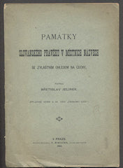 JELÍNEK; BŘETISLAV: PAMÁTKY SLOVANSKÉHO PRAVĚKU V MÍSTNÍCH NÁZVECH. - 1893.