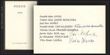 1934. Podpis Fr. Hrubín; J. Seifert; V. Závada. 