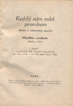 1937. SIBYLINA ORAKULA. (Sibyliny věštby).