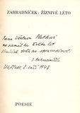 ZAHRADNÍČEK; JAN: ŽÍZNIVÉ LÉTO. - (1943). Poesie sv. 12. Podpis autora.