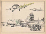 Omalovánky - ČERNÝ KLATOVSKÝ; JAN.  NA LETIŠTI. - 1953. Kreslil JAN ČERNÝ - KLATOVSKÝ.