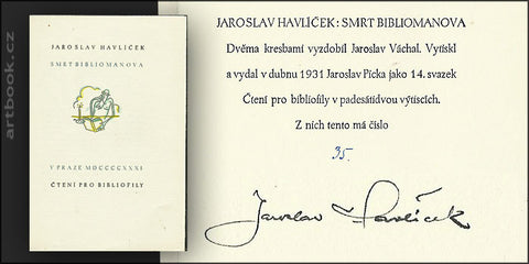 1931. Jaroslav Picka. Podpis Jaroslava Havlíčka. REZERVACE