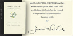 Havlíček; Jaroslav: Smrt bibliomanova. - 1931. Jaroslav Picka. Podpis Jaroslava Havlíčka. REZERVACE