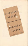 Teige - NEZVAL; VÍTĚZSLAV: ZPÁTEČNÍ LÍSTEK. - 1933. 1. vyd.