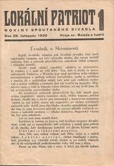 Voskovec a Werich - LOKÁLNÍ PATRIOT. - 1935; číslo 1. Noviny Spoutaného divadla. /w/