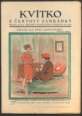 Mašková - KVÍTKO Z ČERTOVY ZAHRÁDKY. - č. 12, 1928. Nedělní příloha Českého slova. Obálka ZDENKA MAŠKOVÁ. /kvítko/karikatury/humor/