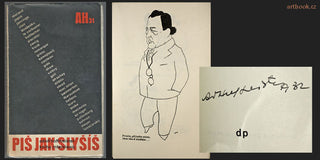 HOFFMEISTER; ADOLF: PIŠ JAK SLYŠÍŠ. - 1931. Družstevní práce. 42 karikatur obálka  ADOLF HOFFMEISTER; jeho podpis a dat. 32.