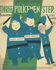 Hoffmeister - JEŽEK; JAROSLAV: TŘI STRÁŽNICI - 1930. Obálka ADOLF HOFFMEISTER. 340x270. Slova Voskovec a Werich. /w/