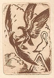 Konůpek - SAGA O GUNNLAUGOVI / HADÍM JAZYKU. - 1919. Bradáč. Lept ve front. JAN KONŮPEK; ruční papír.