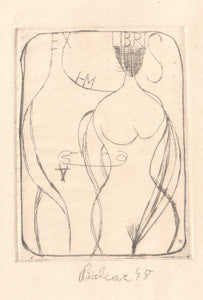 1948. Ex libris; suchá jehla; grafická práce ze studenských let.