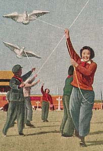 Soubor 10 barevných pohlednic z období vlády Mao Ce-tunga.