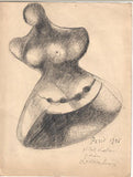 PARIS 1946. Kresba tužkou; deikace Karlu Lodrovi; podpis. 260x200. /q/