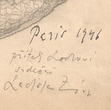ZÍVR; LADISLAV (1909-1980). - PARIS 1946. Kresba tužkou; deikace Karlu Lodrovi; podpis. 260x200. /q/