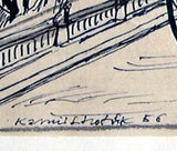 LHOTÁK; KAMIL. - Kresba tuší; kvaš. 118x197. Sign. a dat. 1956.