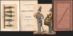 ALMANACH DER PRIVILEGIRTEN SCHÜTZEN-GESELLSCHAFT IN KARLSBAD VOM JAHRE 1630 BIS 1845. - (1883). 8 barevných litografií. /q/