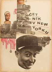 Sůra - ČETNÍK V NEW YORKU. - 1966. Autor plakátu: JAROSLAV SŮRA. 400x290. Režie: Jean Girault. /60/