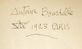 1923. Podpis E. A. BOURDELLE; dedikace Em. Siblíka Arne Novákovi. PRODÁNO / SOLD
