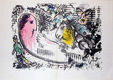 Chagal - DERRIERE LE MIROIR. No 182. - 1969. 2 orig. barevné litografie MARC CHAGALL.