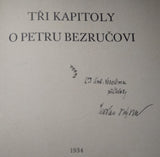 HÝSEK, MILOSLAV: TŘI KAPITOLY O PETRU BEZRUČOVI. - 1934.