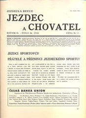 JEZDEC A CHOVATEL - JEZDECKÁ REVUE. - Roč. II., č. 26, 1934.