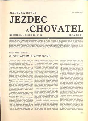 JEZDEC A CHOVATEL - JEZDECKÁ REVUE. - Roč. II., č. 36, 1934.