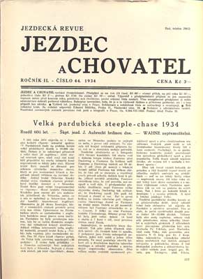 JEZDEC A CHOVATEL - JEZDECKÁ REVUE. - Roč. II., č. 44, 1934.