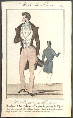 Modes de Paris, ručně kolorovaná rytina, no. 627 - 1.pol. 19. st.