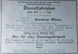 Protektorátní dráhy Čech a Moravy. Služební jízdní řád. SMÍCHOV - PLZEŇ. 1940.