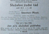 Protektorátní dráhy Čech a Moravy. Služební jízdní řád. SMÍCHOV - PLZEŇ. 1940.