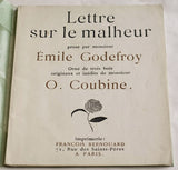 Coubine - GODEFROY; ÉMILE: LETTRE SUR LE MALHEUR. - 1919. Paris; Bernouard. Dřevoryty OTAKAR KUBÍN.