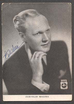 JAROSLAV MALINA. - podpis na reklamní pohlednici ESTA.