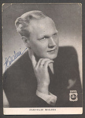 JAROSLAV MALINA. - podpis na reklamní pohlednici ESTA.