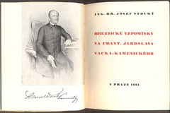 STOCKÝ, JOSEF: BŘEZNICKÉ VZPOMÍNKY NA FRANT. JAROSLAVA VACKA - KAMENICKÉHO. - 1934.