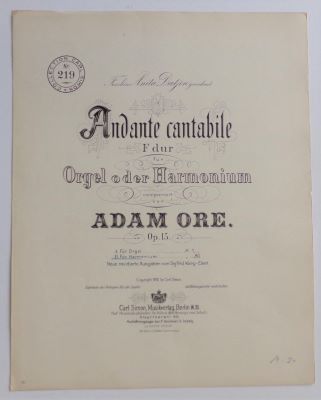 ORE, ADAM: ANDANTE CANTABILE. - 1912.