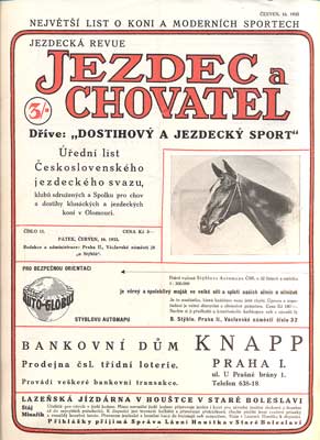 JEZDEC A CHOVATEL - JEZDECKÁ REVUE. - Roč. I., č. 11, 1933.