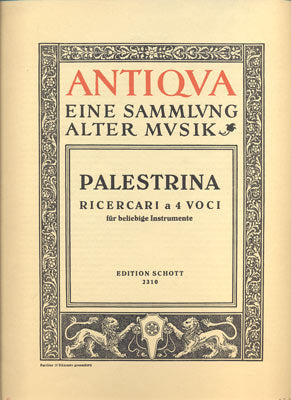 G. PIERLUIGI DA PALESTRINA: RICERCARI SOPRA LI TUONI.