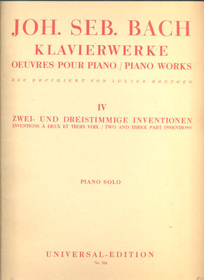 BACH, JOH. SEB.: KLAVIERWERKE. - před r. 1930. IV. Zwei.