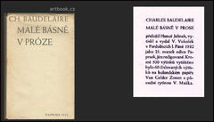 BAUDELAIRE; CHARLES: MALÉ BÁSNĚ V PRÓZE. - 1932. Vokolek, edice Paprsek sv. 21.